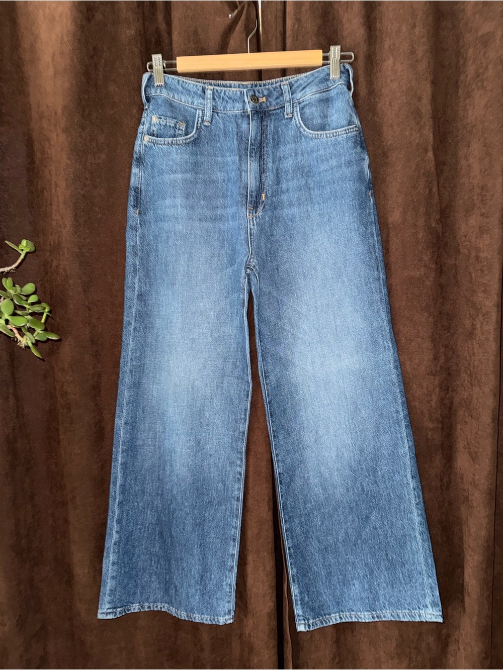 Pilcro anthropology Wide-Leg High-Rise Jeans - Blue Wash